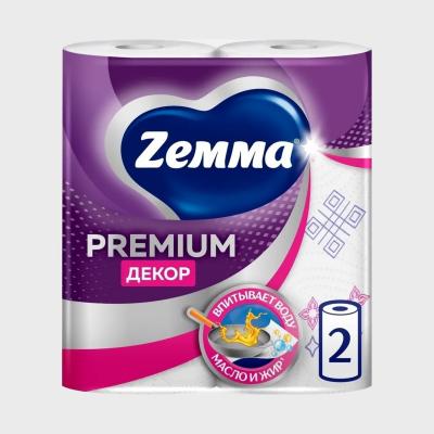 Полотенца бумажные ZEMMA Premium Декор 2 слоя 2 рулона