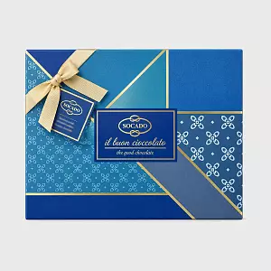 Конфеты SOCADO il buon cioccolato ассорти, синяя коробка с бантом