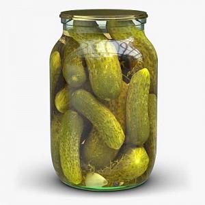 Стеклянная банка с огурцами 1л