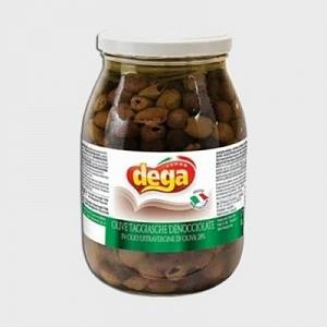 Оливки DEGA Таджаске без косточки в оливковом масле 900/650 г