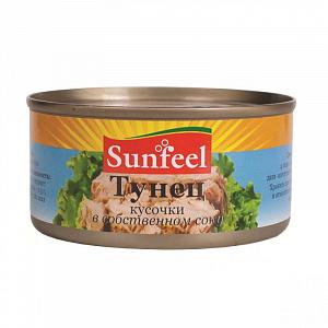 Тунец кусочки в собственном соку Sunfeel 170 гр