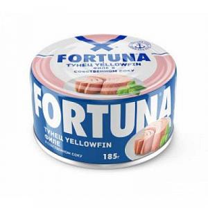 Филе в собственном соку, 185 г Fortuna Тунец yellowfin 